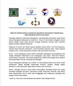 Prihatin Kondisi Bangsa, Gabungan Ormas Lintas Agama Sampaikan Pernyataan Sikap