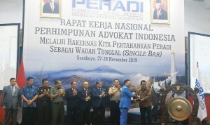 Rakernas Peradi 2019 di Surabaya Serukan  Pertahankan Peradi Sebagai Wadah Tunggal (Single Bar)