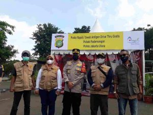 Kapolres Metro Jakut Kombes Pol Guruh Arif Darmawan SIK MH Pantau Kegiatan Tes Swab Antigen Polsek Pademangan Gratis bagi 250 Pengunjung Kawasan Wisata Taman Impian Jaya Ancol
