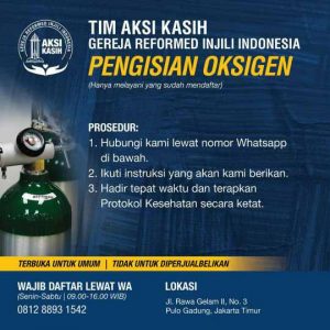 Gereja Reformed Injili Indonesia (GRII) Gelar Tim Aksi Kasih Pengisian Oksigen Gratis