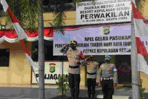 Kapolres Kep Seribu Pimpin Apel Gelar Pasukan Pengamanan Malam Idul Adha 1442 H Tahun 2021