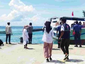 Hari ini, 710 Wisatawan Tiba diwajibkan Jalani Scan PeduliLindungi oleh Personel Pospam Ops Ketupat Jaya-2022 Pulau Harapan